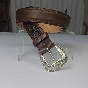 3D Men's Brown Leather Belt
